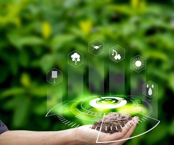 istock Holographic index finger to command, connect, work, and soil on the hand 1996766657