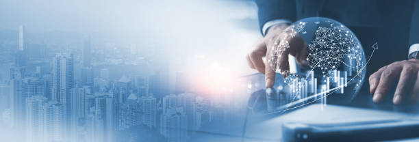 istock Global business investment strategy, plan and solution. Innovation technology for business growth. Businessman using computer with global internet network 1996795086