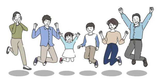 Vector illustration of Illustration of a family jumping