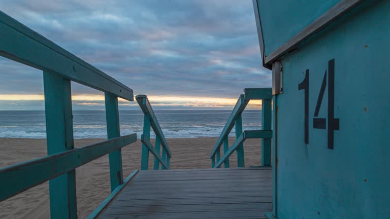 The View of a Baywatch Lifeguard Stand in Los Angeles County  - Timelapse