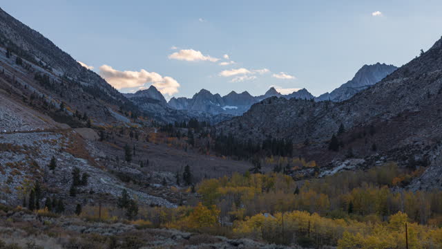 Mountain Landscape On A Sunset In Autumn In Aspendell, Inyo County, California. timelapse