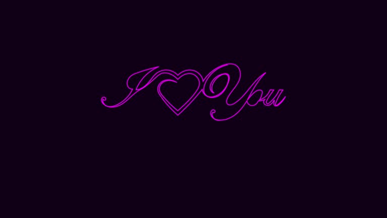 Beautiful seamless looping heart shape with I love you animation, 14 February valentine's day  video element