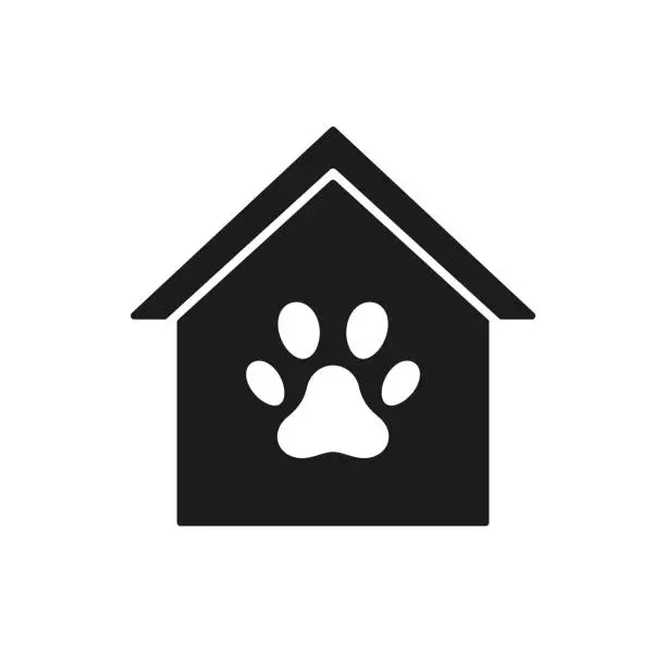 Vector illustration of Pet house icon, dog house vector symbol isolated on white background