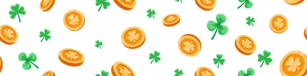 Vector illustration of Saint Patrick Day seamless pattern. Patrick Day pattern. Irish background.
