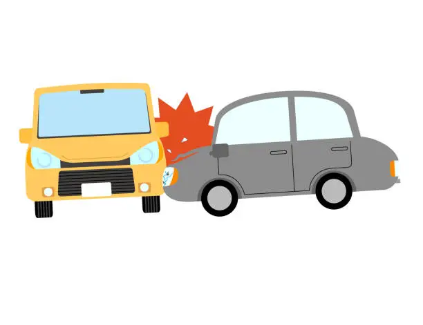 Vector illustration of Vehicle involved in rear-end accident