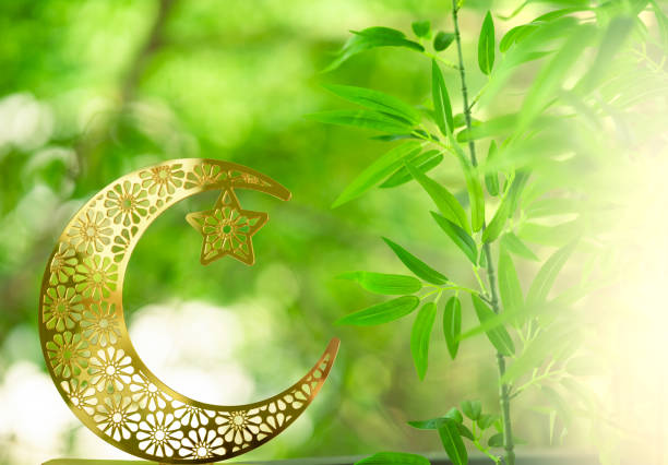 A serene, close-up shot of a transparent or light-colored crescent moon ornament hanging suspended against a backdrop of dark, dramatic storm clouds. The moon is the sharp focus of the image, while other blurry star-shaped decorations and a wooden structure are visible in the soft-focus background. The juxtaposition of the delicate, ethereal ornament and the moody, cloudy sky creates a feeling of peaceful contemplation and dreamy wonder. This image is ideal for themes of destiny, hope, spirituality, or magical, celestial concepts