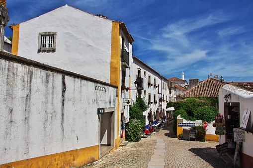 Obidos, Portugal - 11 May 2015: The vintage house in old city Obidos, Portugal