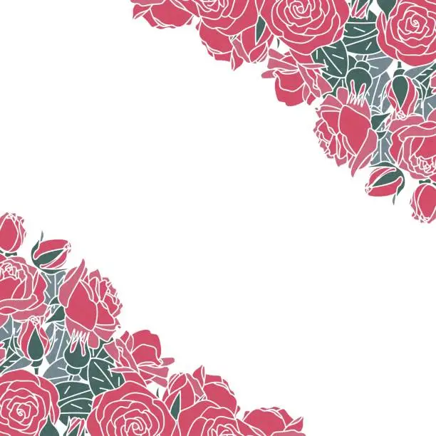 Vector illustration of Rose background frame ,square wallpaper