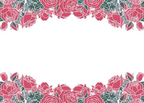 Vector illustration of Frame of Roses in Full Bloom,Rose Background