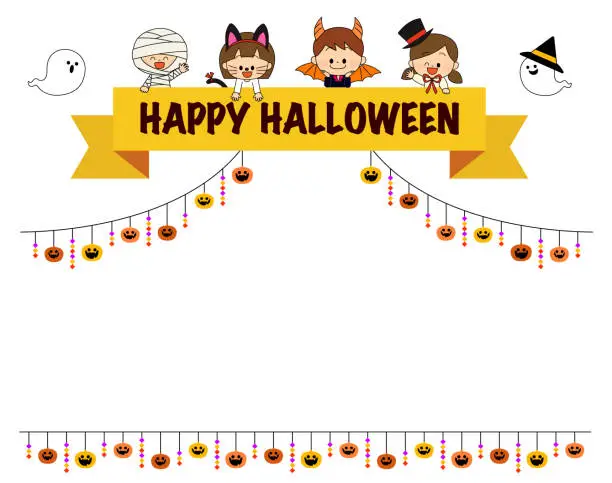 Vector illustration of Halloween Fun Halloween party for kids and ghosts