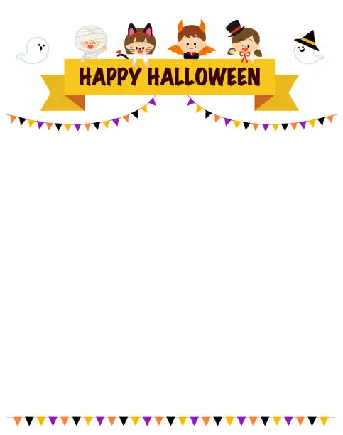 Vector illustration of Halloween Fun Halloween party for kids and ghosts
