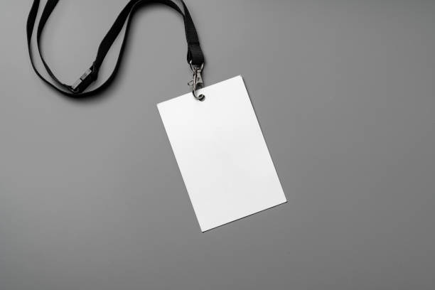 istock Blank nametag on gray background copy space 1997030620