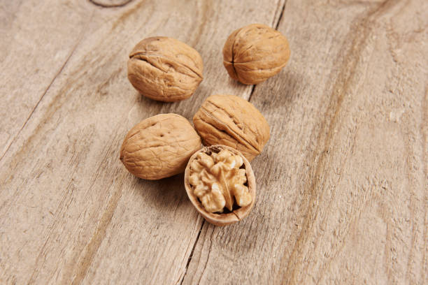 delicious nuts and dry fruits on the background, close up style, in the plate still life. - hazelnut nut hazel tree tree - fotografias e filmes do acervo