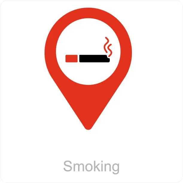 Vector illustration of Smoking and location icon concept