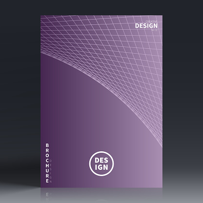 Vertical brochure template with modern and trendy background, isolated on blank background. Abstract geometric illustration composed of curved perspective grid with 3d effect and beautiful color gradient (colors used: Pink, Purple, Black). Can be used for different designs, such as brochure, cover design, magazine, business annual report, flyer, leaflet, presentations... Template for your own design, with space for your text. The layers are named to facilitate your customization. Vector Illustration (EPS file, well layered and grouped). Easy to edit, manipulate, resize or colorize. Vector and Jpeg file of different sizes.