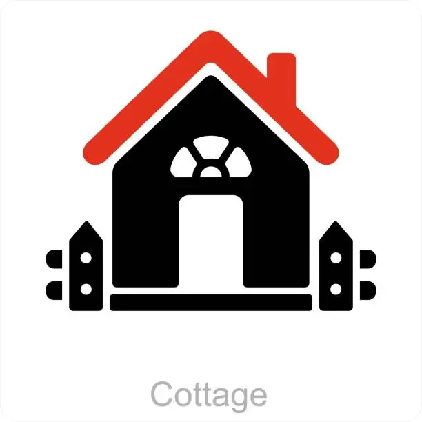 Vector illustration of Cottage abd real estate ivon concept