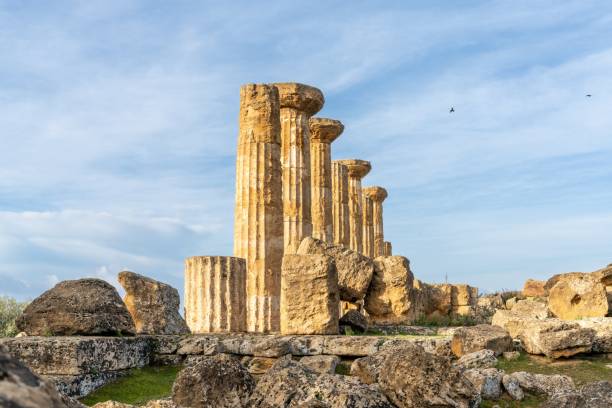 view of the temple of heracles in the valley of the temples - temple of heracles ストックフォトと画像