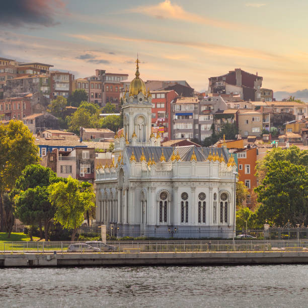 bulgarian st. stephen church, or sveti stefan kilisesi, a bulgarian orthodox church in balat district, istanbul, turkey - balat stok fotoğraflar ve resimler