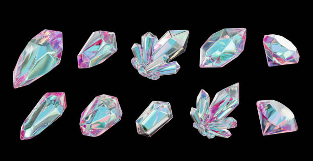 istock Crystal element holographic decoration set pack isolated background 3d rendering without AI generated 1997203033