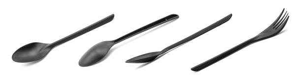 istock Disposable plastic cutlery on a white background. Plastic recycling. 1997207582