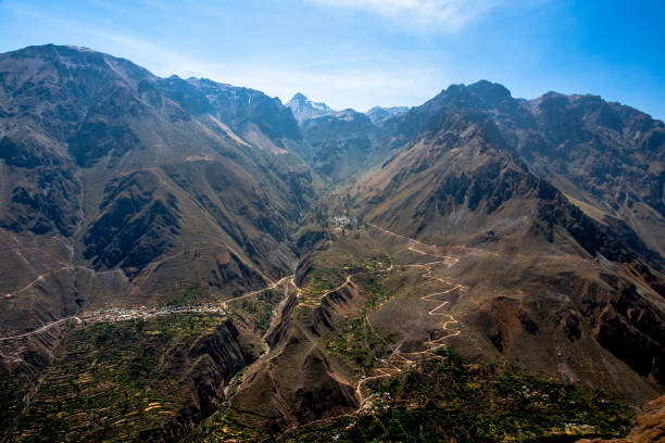 view of the Colca Canyon rock walls of the deep Colca Canyon in Arequipa Peru