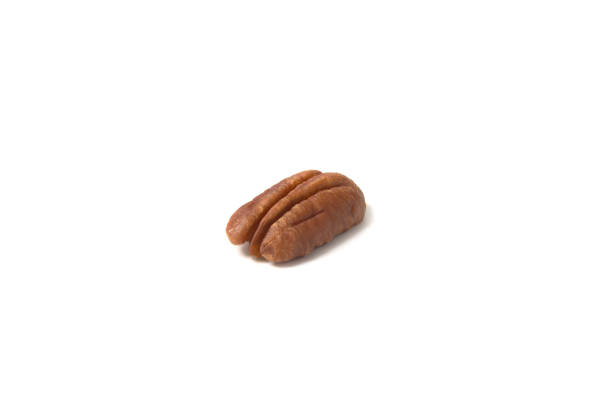 Closeup a pecan nut  on white background