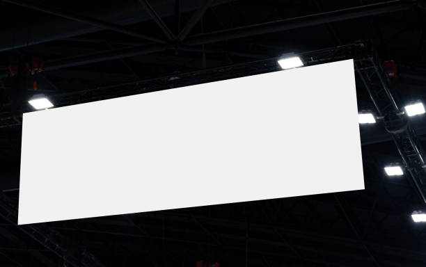 istock Hanging white indoor billboard with clipping path for mock up 1997276732