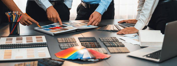 istock Group of professional interior designer and architect choosing color. Insight 1997288786
