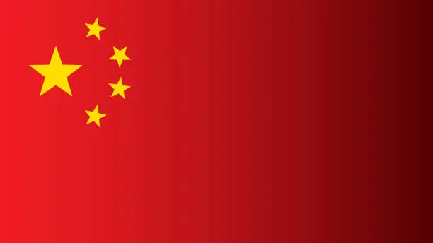 Vector illustration of China national flag vector image. Flat design with shadow style.