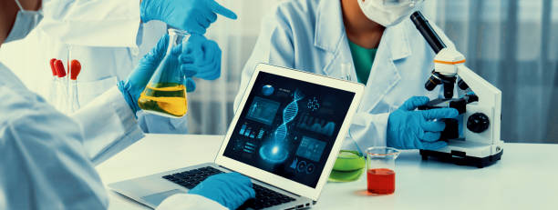 istock Innovative medical biotechnology software with lab researcher. Rigid 1997452638