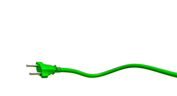 istock green insulated cable and plug on a white background. 1997461099