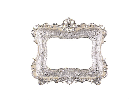 antique silver vintage frame isolated on white background