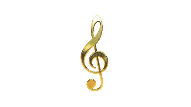 Music note gold golden isolated icon white background effect 3d illustration