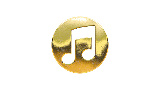 Music note gold golden isolated icon white background effect 3d illustration