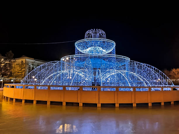 Christmas fountain in the park.