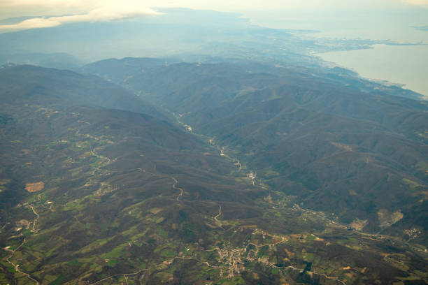 Aerial view of flying