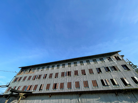 View of an abandoned factory windows