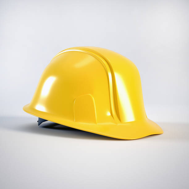 istock Hard hat isolated on white. 3d render. Yellow hard hat for Labour Day concept 1997521039