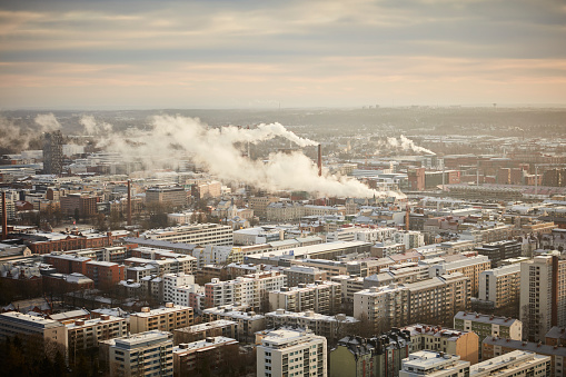 Aerial view over the city of Tampere in Finland