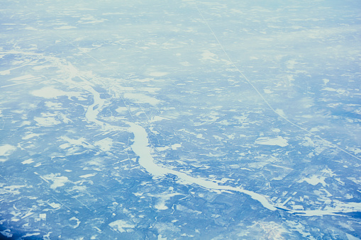 Aerial view overlooking Finnish Lapland