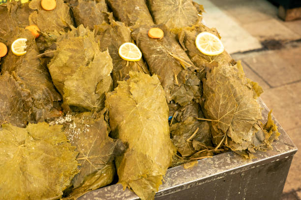 salted and pickled vine leaves, pickled grape leaves, which are sold in the market to make stuffed stuffing,
