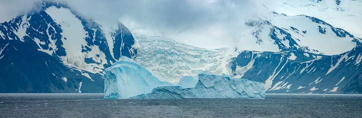 Unforgiving  icy environemnet of the coast Elephant Island, Antarctica.