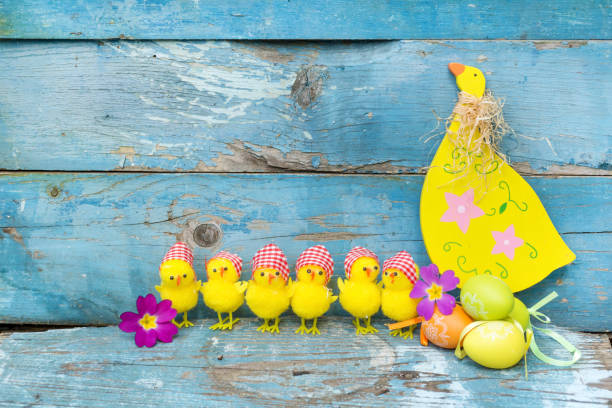 Easter Decoration with Easter Eggs and Spring Bouquet