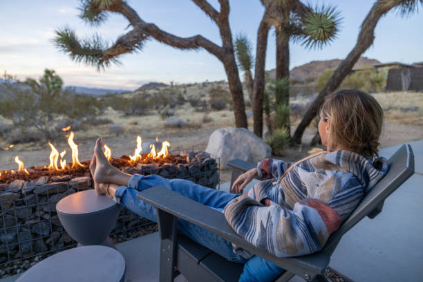 Dusk's Glow: Embracing Solitude by the Outdoor Fire Pit
