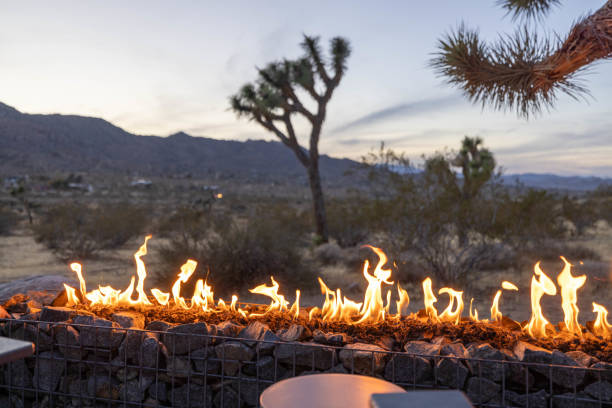 istock Outdoor fire place in a desert landscape 1997625963
