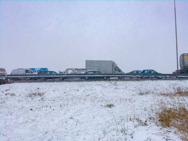 Rush Hour - Blizzard on the Road and bad Visibility in The Netherlands