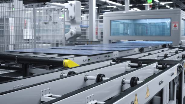 istock Company manufacturing solar cells in green technology facility, 3D illustration 1997639846