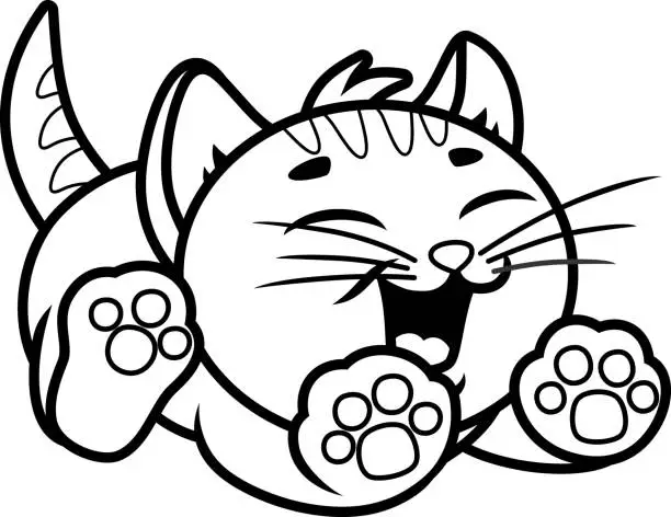 Vector illustration of A beautiful kitten. Coloring book for a child.