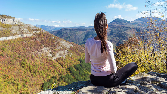 Traveler  Woman  in the summer  mountain with , Bulgaria