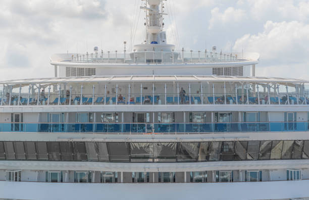 Civitavecchia, Italy - July 16, 2021: View of the cruise ship Sardinia in the port of Civitavecchia.